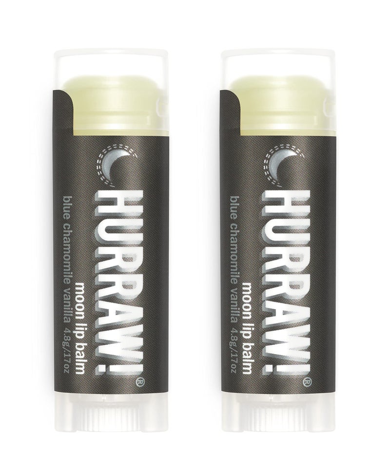 Hurraw Moon Night Treatment Blue Chamomile Vanilla Lip Balm 2 Pack Organic Certified Vegan Cruelty and Gluten Free NonGMO 100 Natural Ingredients Bee Shea Soy and Palm Free Made in USA