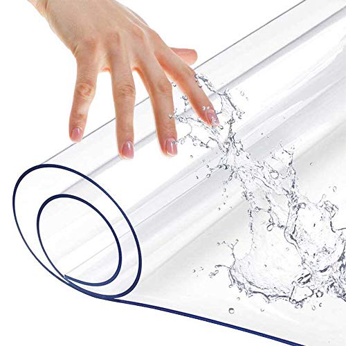 Leoewo 16x38 Inch Waterproof Clear Mat for Desk Transparent Table Mats Clear Plastic Table Protector Crystal PVC Table Cloth Vanity Mat Dresser Mat Table Pad Protector Mat Easy Clean Protector Mat for Table - Image 1