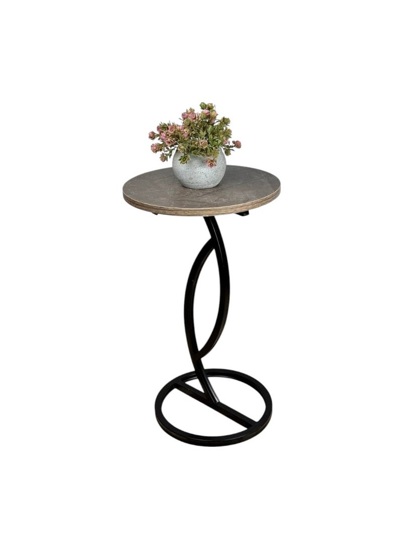 طاوله جانبيه مستديره مقاس 35 سم - بني رخامي - Image 4