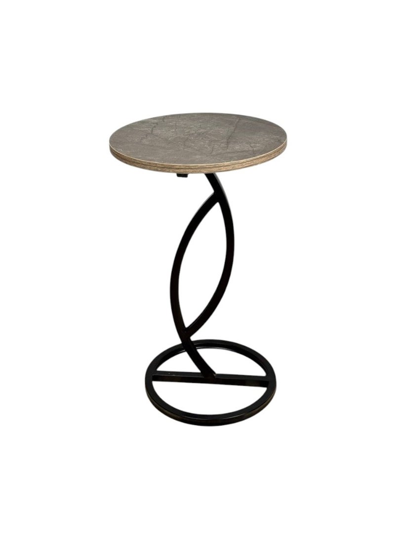 طاوله جانبيه مستديره مقاس 35 سم - بني رخامي - Image 3