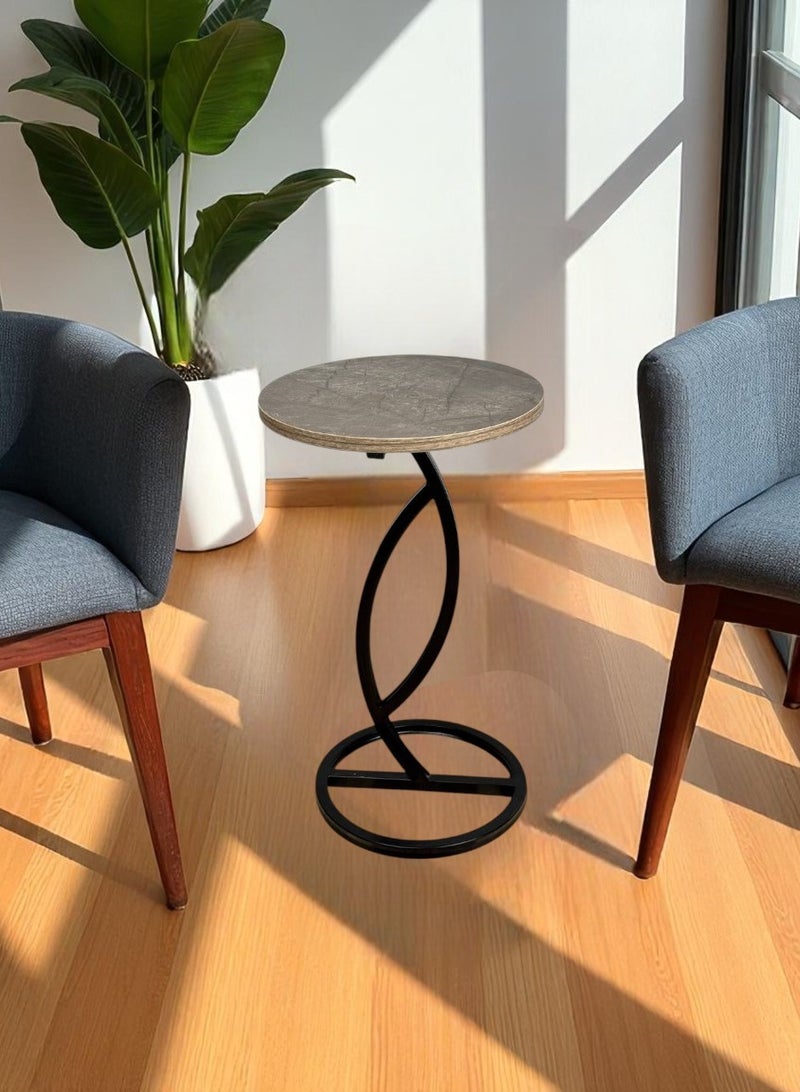 طاوله جانبيه مستديره مقاس 35 سم - بني رخامي - Image 2