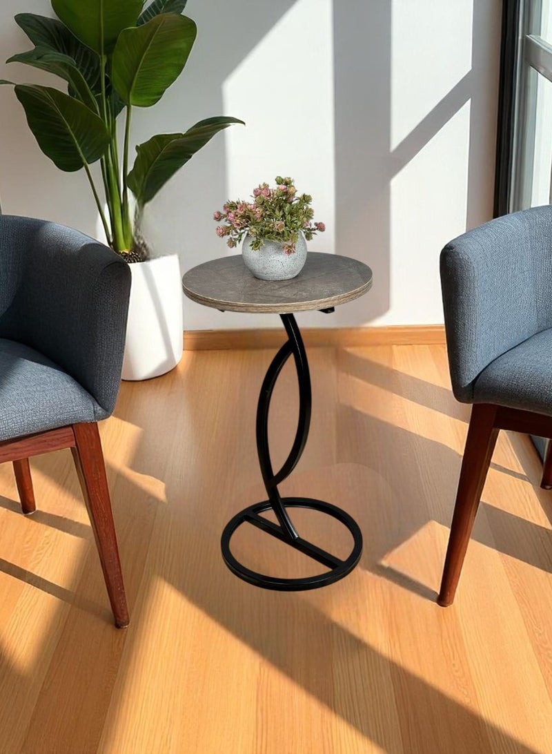 طاوله جانبيه مستديره مقاس 35 سم - بني رخامي - Image 1