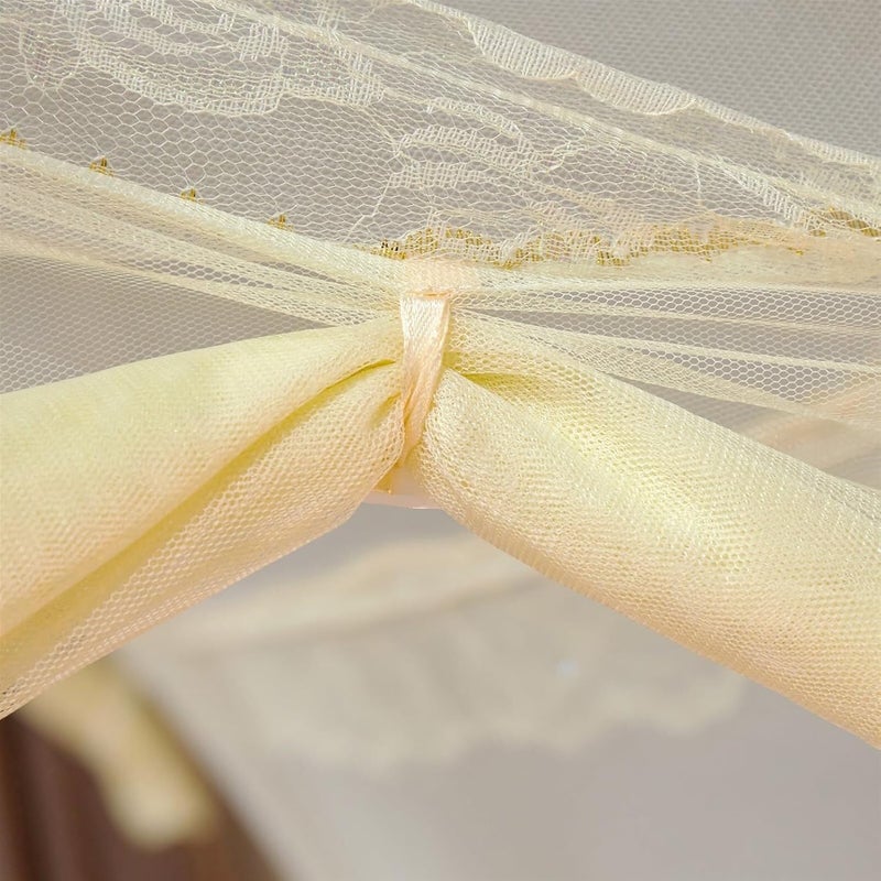 Pop-Up Mosquito Net Bed Tent with Net Bottom, Portable Canopy for Indoor/Outdoor Use,Yellow-0.4 - Image 5