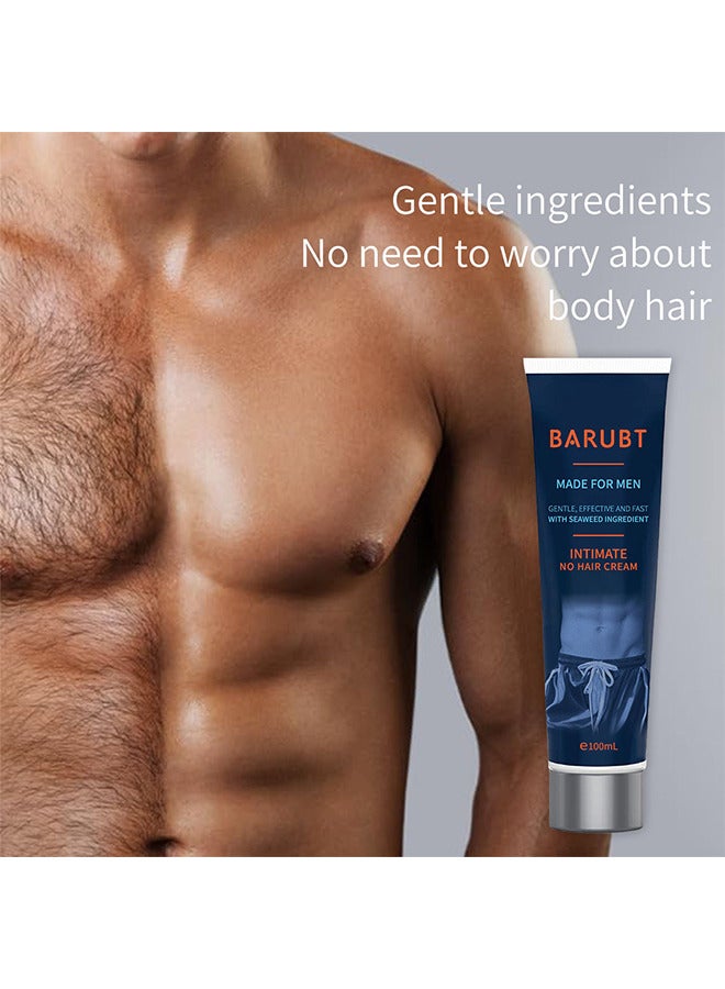 BARUBT No Hair Crew Intimate/Private At Home Hair Removal Cream For Men, Painless, Flawless, Soothing Depilatory For Unwanted Coarse Male Body Hair, 100ml - Image 2