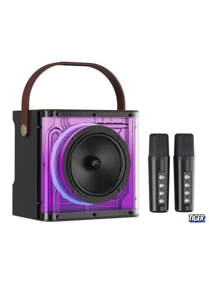 TIGER M23 PLUS RGB Karaoke Bluetooth Speaker – Powerful Sound, Multi-Color LED Lights, Wireless Bluetooth Connection, Built-in Microphone for Singing & Party – Ideal for Home & Outdoor Use - Image 1