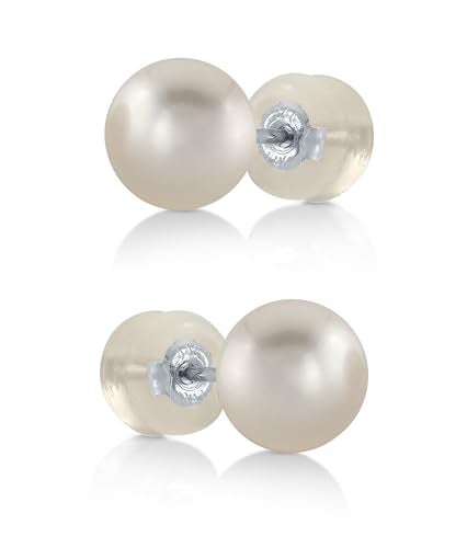 THE PEARL SOURCE White Japanese Akoya Real Pearl Earrings for Women - 14k Gold Stud Pearl Earrings | Hypoallergenic Earrings with Genuine Cultured Pearls, 6.0-6.5mm - Image 1