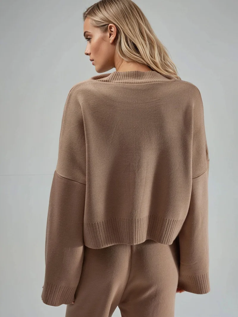 My Fashion Camel Brown MY FASHION Loose Fit Knit Sweater for Women | Best Price UAE