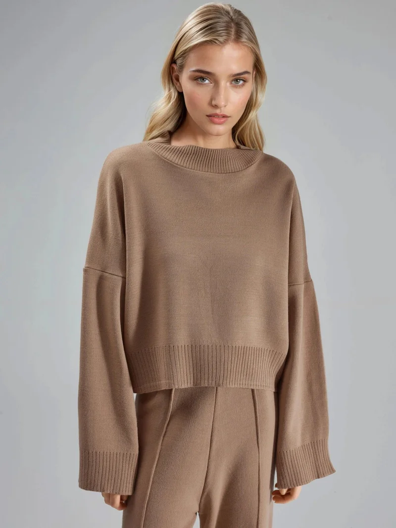 My Fashion Camel Brown MY FASHION Loose Fit Knit Sweater for Women | Best Price UAE
