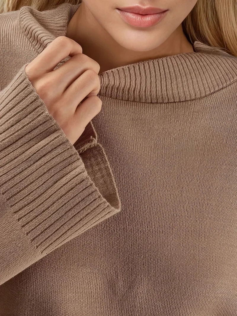 My Fashion Camel Brown MY FASHION Loose Fit Knit Sweater for Women | Best Price UAE