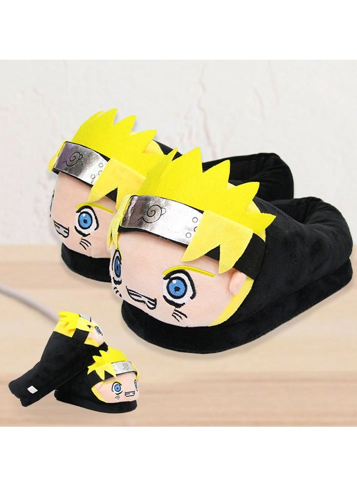 general Cartoon-themed Naruto Plush Slippers for Winter Warmth Home Use Full-heel Design Featuring Naruto Uzumaki Perfect for Indoor Wear  - Image 1