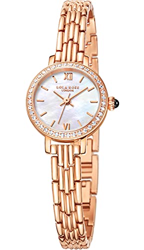 Lola Rose Elegant Women's Dress Watch with Genuine Gemstone, Ladies Multicolor Stainless Steel Bracelet Watch, Classic Gift for Women - Image 1