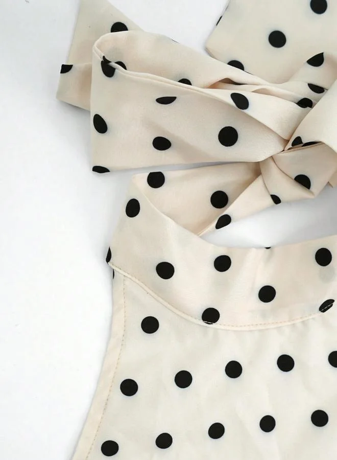 Take Two  Beige Polka Dot Sleeveless Halter Maxi Dress for Women | Best Price UAE