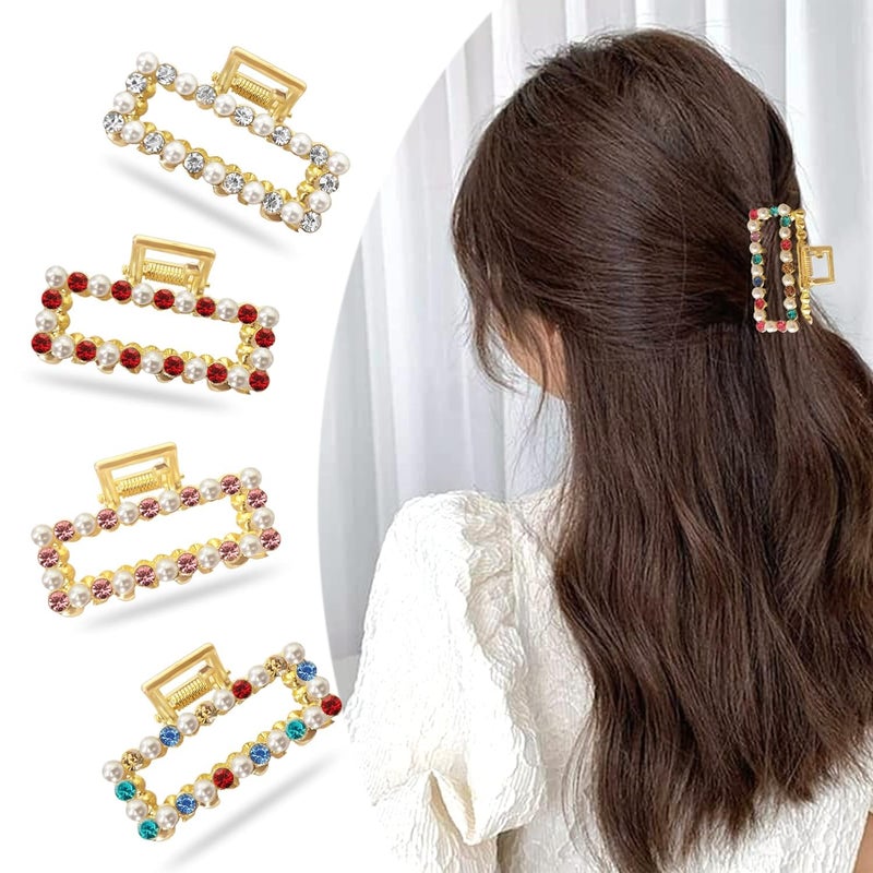 BAOER Diamond Hair Accessories 4Pcs Hair Butterfly Clips Claw Clips For Women Stone Hair Accessory For Ladies Pearl Hair Accessories Clutures For Hairs Multicolour Combo 4Pcs - Image 5