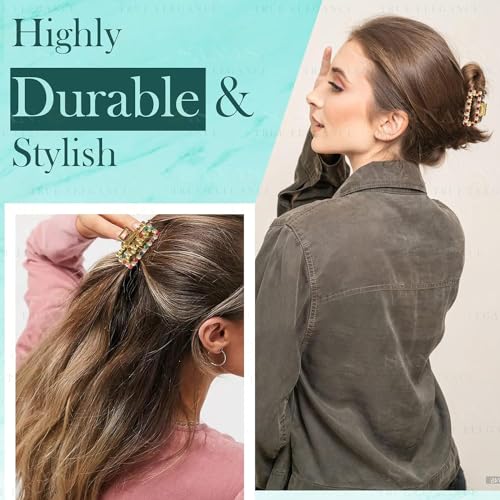 BAOER Diamond Hair Accessories 4Pcs Hair Butterfly Clips Claw Clips For Women Stone Hair Accessory For Ladies Pearl Hair Accessories Clutures For Hairs Multicolour Combo 4Pcs - Image 4