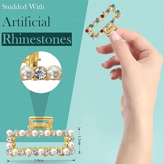 BAOER Diamond Hair Accessories 4Pcs Hair Butterfly Clips Claw Clips For Women Stone Hair Accessory For Ladies Pearl Hair Accessories Clutures For Hairs Multicolour Combo 4Pcs - Image 2
