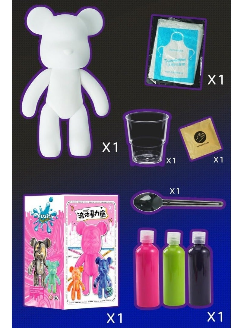 DIY Painting Fluid Bear Teddy Bear Painting Kit Set 23cm Pink - Image 2
