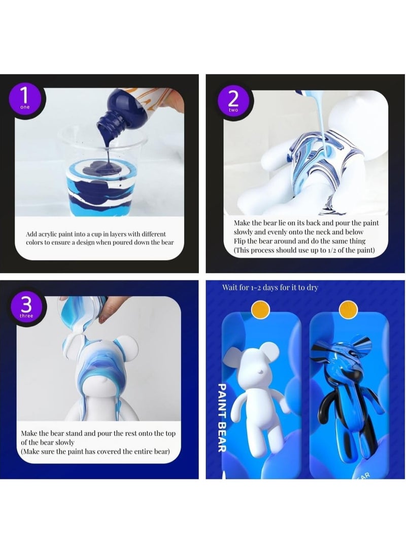 DIY Painting Fluid Bear Teddy Bear Painting Kit Set 23cm Pink - Image 4