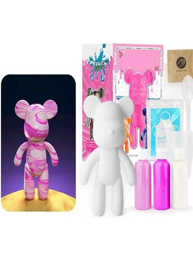 DIY Painting Fluid Bear Teddy Bear Painting Kit Set 23cm Pink - Image 1