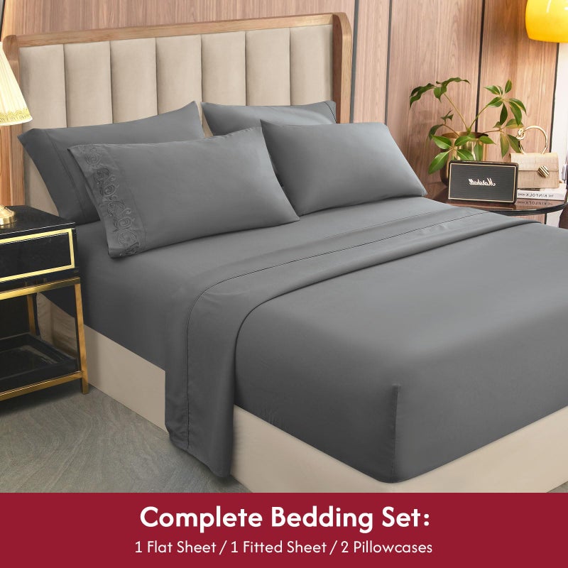 LONAVA Twin XL Size Sheet Set - 4 Piece Hotel Luxury Wrinkle-Free Microfiber Sheet  Oeko-TEX Certified  Breathable & Elastic  16"" Deep Pockets  Gray - Image 5