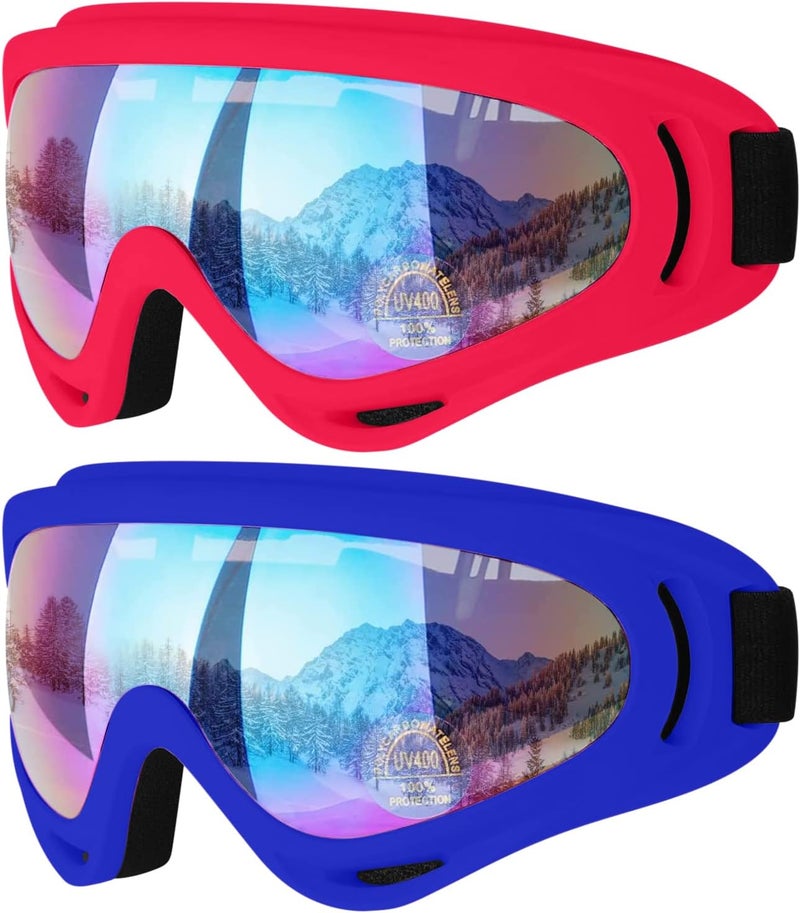 COOLOO Ski Goggles, 2 Pack Snow Goggles Snowboard Goggles for Men Women Kids - UV Protection Foam Anti-Scratch Dustproof - Image 1