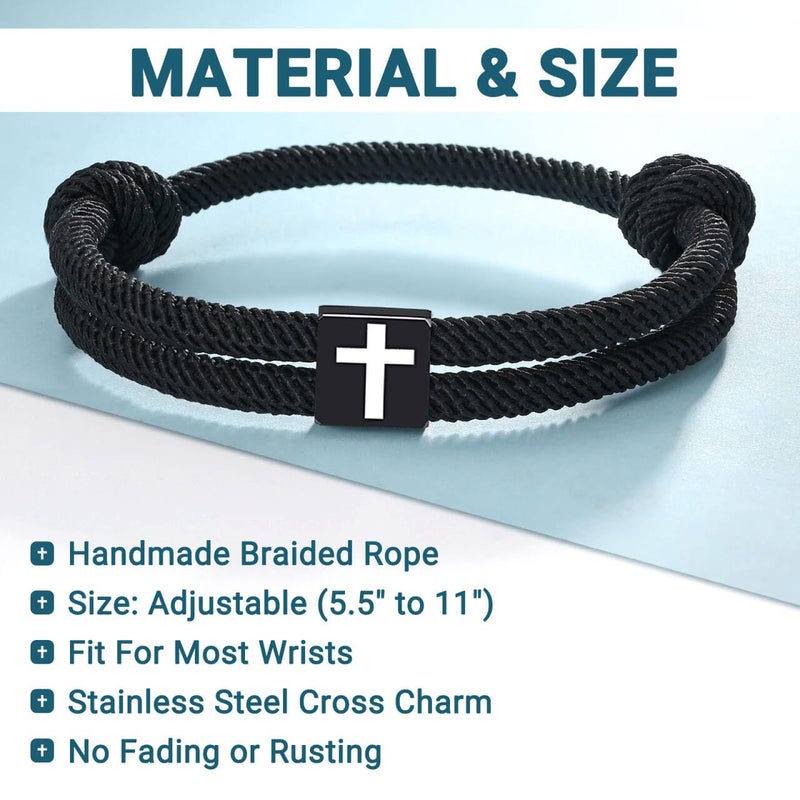UNGENT THEM Cross Bracelet for Men Kids Christian Religious Easter Basket Stuffers Teenage Teen Boys Gifts Ideas Baptism Confirmation First Communion 8 12 10 14 16 18 13 15 11 9 Year Old Birthday Boy - Image 3