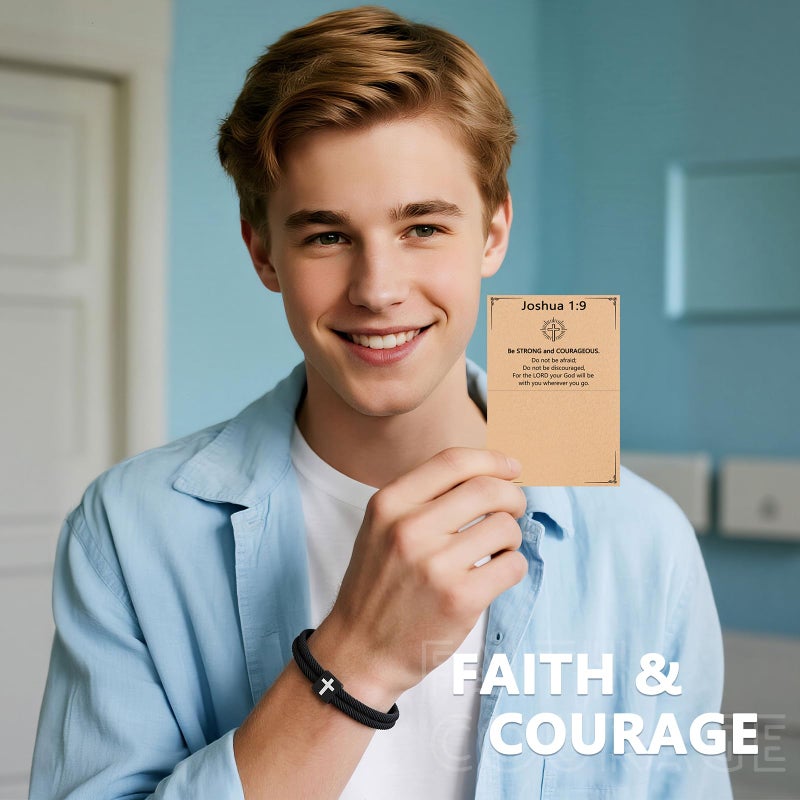 UNGENT THEM Cross Bracelet for Men Kids Christian Religious Easter Basket Stuffers Teenage Teen Boys Gifts Ideas Baptism Confirmation First Communion 8 12 10 14 16 18 13 15 11 9 Year Old Birthday Boy - Image 5
