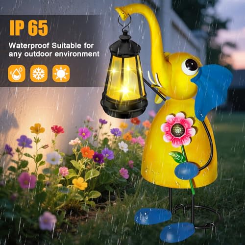 ostritec Solar Outdoor Garden Decor Elephant Statue Lights 14 Metal Elephant with Solar Garden Lights for Outdoor Yard Patio Decor Unique Birthday Gifts for Women Mom Grandma Cute Housewarming Gifts - Image 3