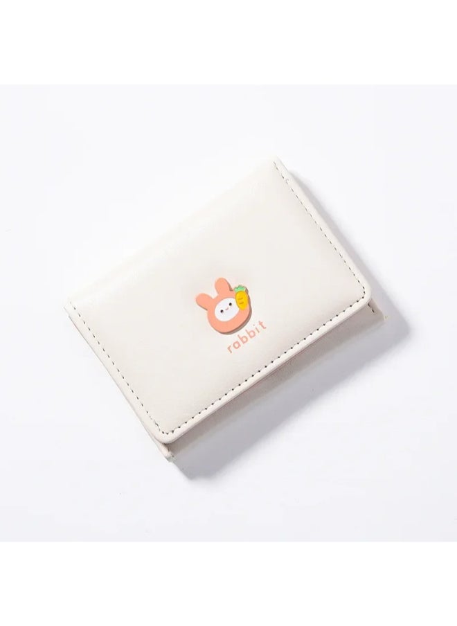 Generic Leather Flip Wallet & Card Holder with Multiple  Pockets Beig Rabbit  - Image 1