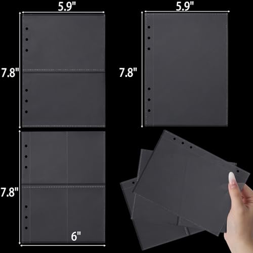 acDesign 60 Sheets A5 Binder Pockets, 3 Size One-Sided Card Binder Sleeves for 6 Ring Binde(4 Pocket 2 Pocket 1 Pocket) - Image 2