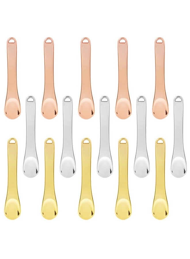 YuCool 15 Pieces Mini Metal Cosmetic Skincare Spatulayucool Mini Reusable Mask Facial Scoopfor Facial Cosmetic For Face Mask Cream(3 Colors) - Image 2