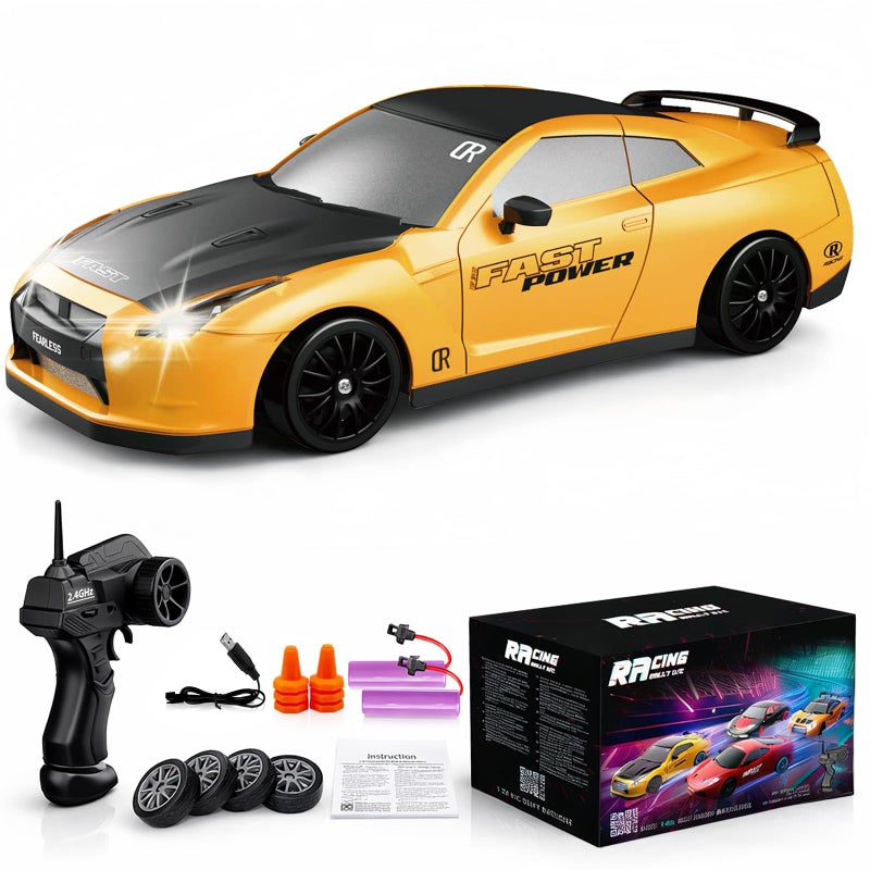Desdoni Remote Control Car RC Drift Car 24GHz 124 Scale 4WD 20KMH High Speed Model Vehicle with LED Lights Drifting Tire Racing Sport Toy Car for Adults Boys Girls Kids Gift 2Pcs Rechargeable Batteries - Image 2