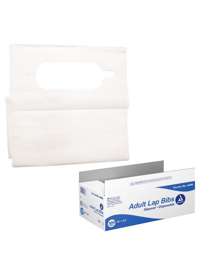 Dynarex Dynarex 4406 Slipover Disposable Bib for Adult, 1-Ply Tissue, Waterproof Poly Backing, No DEHP or Rubber Latex, 16" x 33", Pack of 300  - Image 1