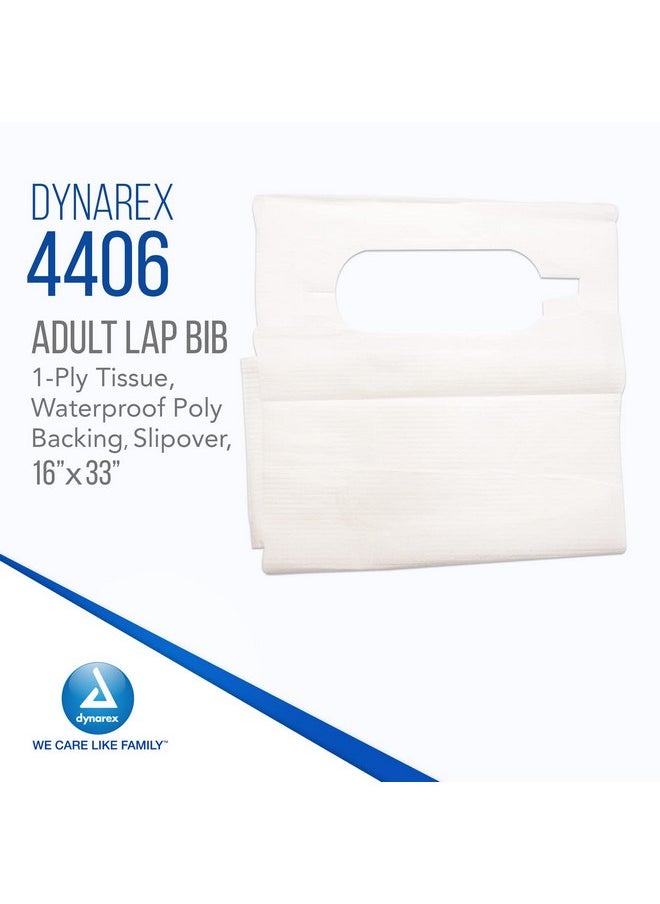 Dynarex Dynarex 4406 Slipover Disposable Bib for Adult, 1-Ply Tissue, Waterproof Poly Backing, No DEHP or Rubber Latex, 16" x 33", Pack of 300  - Image 2