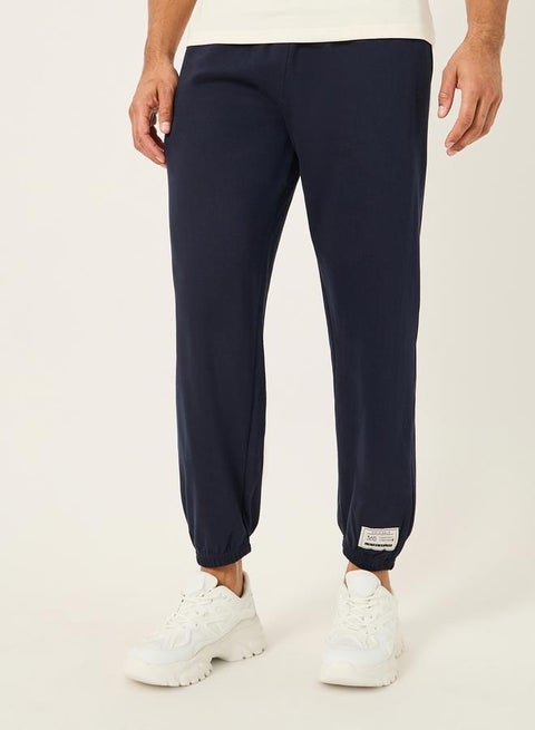 Relaxed Fit Fleece Badge Detail Joggers with Zip Pockets
