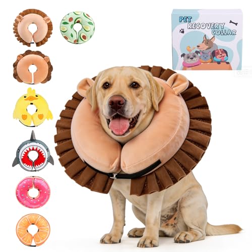 KOOLTAIL Inflatable Dog Cone Collar Soft Donut E Collar for Dogs After Surgery to Stop Licking Enhanced Alternative Blow Up Pet Neck Pillow Recovery Adjustable Cone for Dog Cat Lion L - Image 1