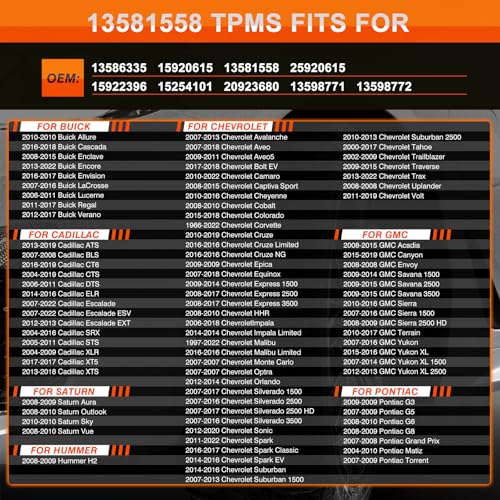 ISINFLASH TPMS Sensor, 315MHZ Tire Pressure Monitor System Sensors Compatible with Chevy GMC Buick Cadillac Pontiac Replace OE 13581558, 13598771,13598772, 13586335, 20923680, 4Pcs - Image 2