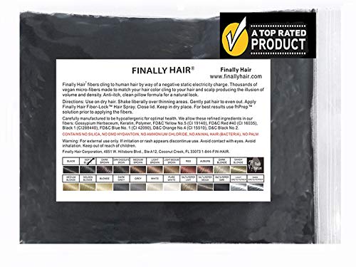 Finally Hair Finally Hair Fibers Refill Bag - 56 Grams of Premium Hair Loss Concealer in a Refill Bag (Dark Salt & Pepper)