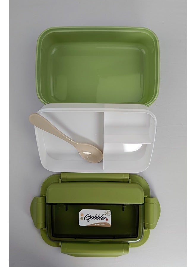 Toshionics Lunch Box 1.1L – 2 Layer – Leakproof, BPA-Free, 3 Compartments, Spoon Included – For Kids & Adults – Ideal for School, Office, Travel, Home – 20x12x6 cm - Image 3