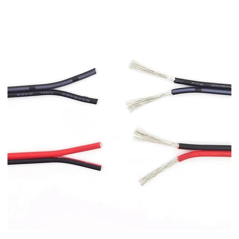 كابل نحاسي كهربائي بقطر 28، 26، 24، 22، 20، 18، 16 AWG لأضواء شريط LED، كابل إضاءة بقابلية تمديد مصنوع من PVC، بألوان أبيض، أسود، أحمر، مطابق لمعيار UL2468 (BK-WH، 10 متر، قطر 28 AWG) - Image 4