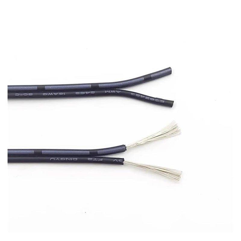 كابل نحاسي كهربائي بقطر 28، 26، 24، 22، 20، 18، 16 AWG لأضواء شريط LED، كابل إضاءة بقابلية تمديد مصنوع من PVC، بألوان أبيض، أسود، أحمر، مطابق لمعيار UL2468 (BK-WH، 10 متر، قطر 28 AWG) - Image 1