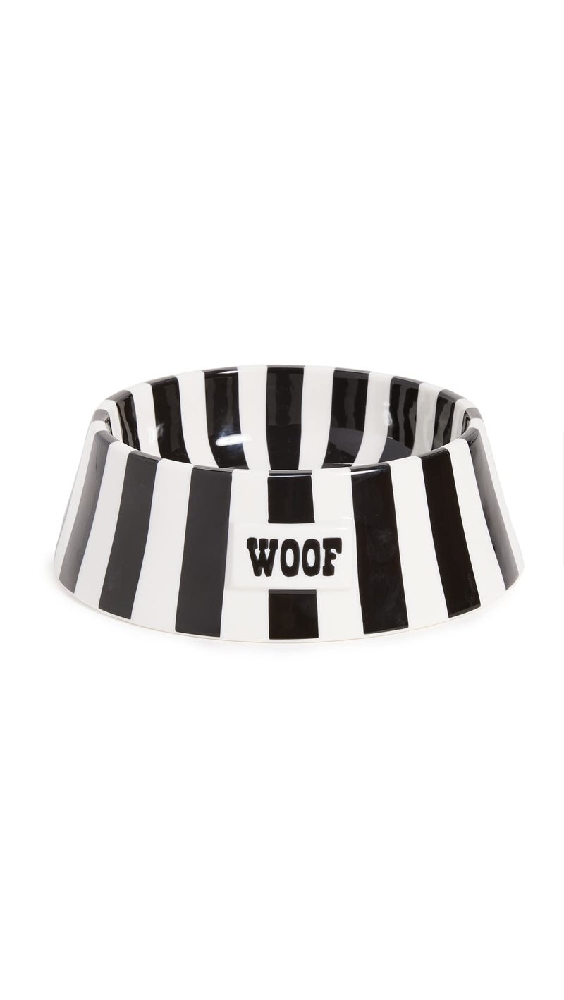 Jonathan Adler Vice Woof Pet Bowl BlackWhite 32847