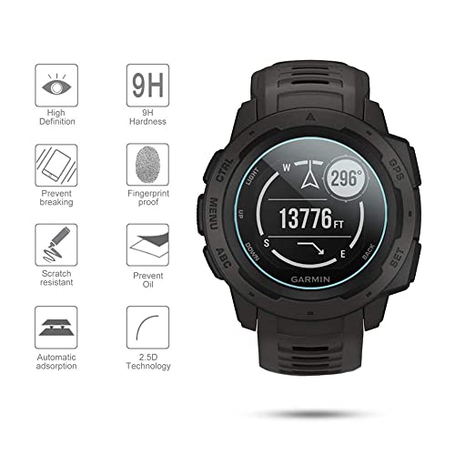 Diruite 3-Pack for Garmin Instinct/Instinct Solar Screen Protector, 2.5D 9H Hardness Ultra-Thin Tempered Glass Screen Protective Film [Anti-Scratch] - Image 2