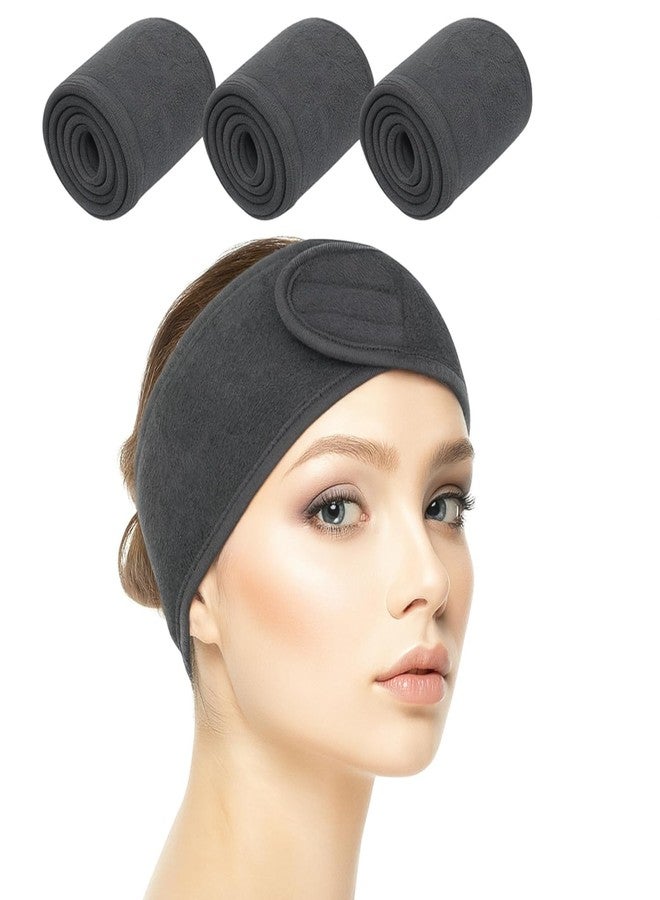 KLIVE Face wash headband facial bands cotton headband for makeup time face wash hair for women, girl Facial Headband for Makeup, Beauty Professional, Salon, Spa, Parlour Facial Band for face wash (Pack of 3) (Gray) - Image 2