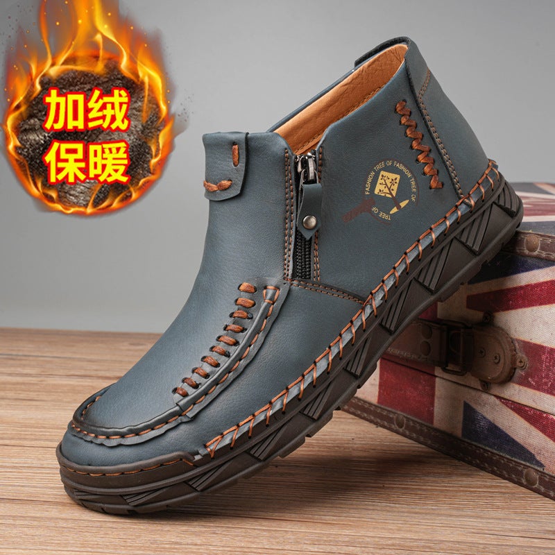 Plus Size Men'S Shoes Casual Leather Shoes Breathable Shoes Fashionable Shoes Genuine Leather Quality Shoes Fashionable Fashionable Shoes Single-Layer Shoes Men'S Cotton Boots - Image 3