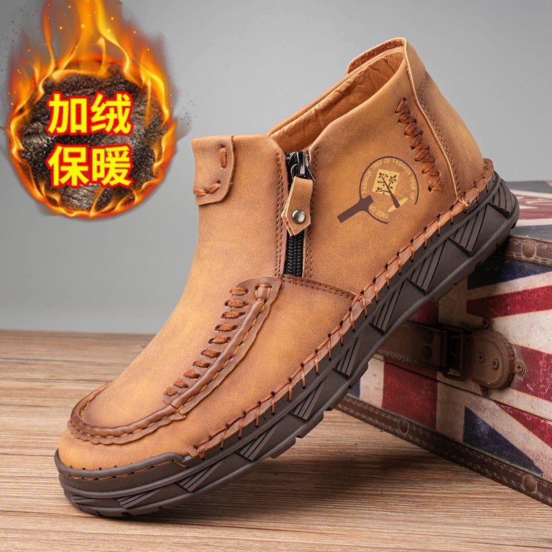 Plus Size Men'S Shoes Casual Leather Shoes Breathable Shoes Fashionable Shoes Genuine Leather Quality Shoes Fashionable Fashionable Shoes Single-Layer Shoes Men'S Cotton Boots - Image 4