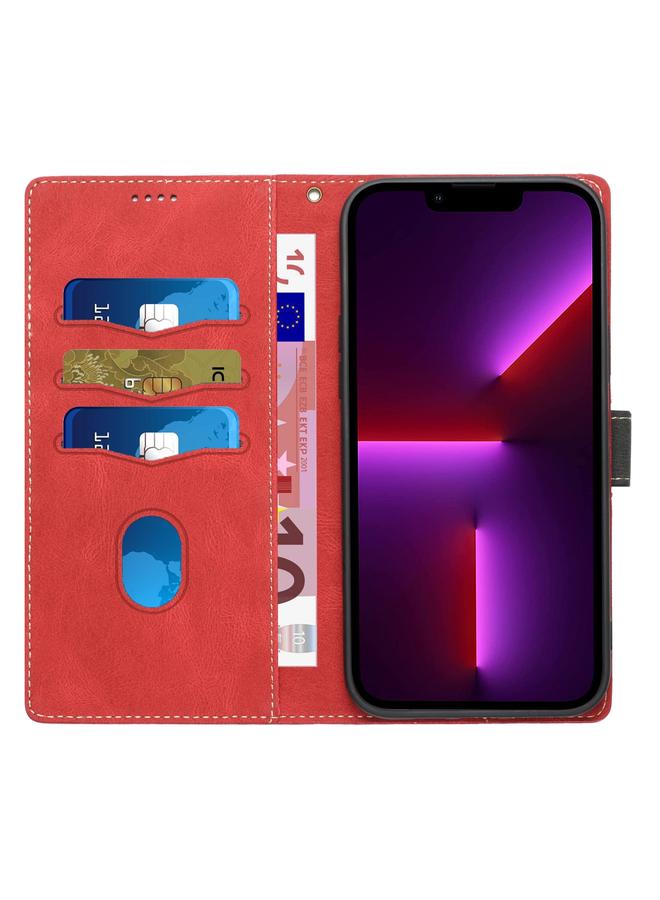 S-TOP Case For iPhone 13 Pro Grid Stitching Leather Phone Case with Lanyard - Image 4