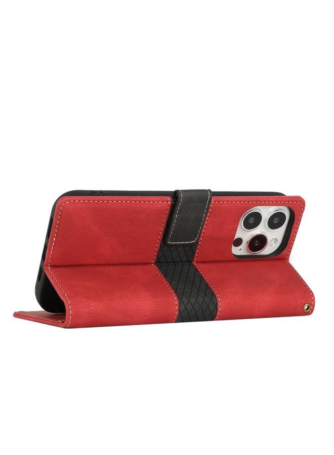 S-TOP Case For iPhone 13 Pro Grid Stitching Leather Phone Case with Lanyard - Image 5