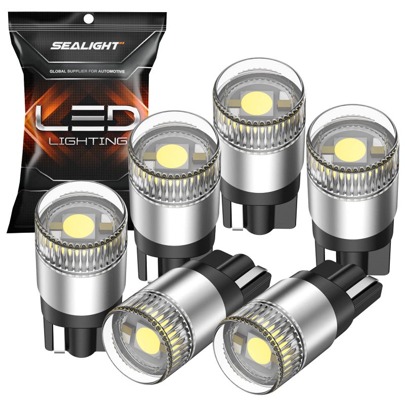 SEALIGHT 194 LED Light Bulbs 6000K White, W5W 168 2825 T10 Car Interior Light Bulb Replacement for License Plate Light, Dome Light, Map Light, Courtesy Light, Pack of 6 - Image 1