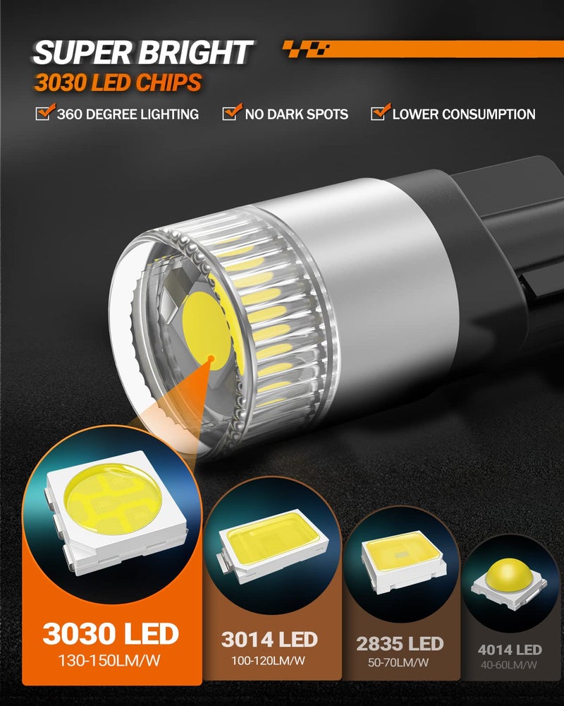 SEALIGHT 194 LED Light Bulbs 6000K White, W5W 168 2825 T10 Car Interior Light Bulb Replacement for License Plate Light, Dome Light, Map Light, Courtesy Light, Pack of 6 - Image 4