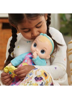Baby Alive دمية ناعمة لطيفة بشعر أشقر بطول 11 بوصة، دمية ناعمة قابلة للغسل للأطفال الصغار بعمر 18 شهرًا وما فوق، ملحق عضاضة  - Image 4